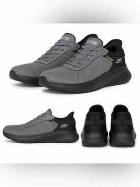 Skechers BOBS Sport Squad Chaos Slip-Ins Men’s 12 Gray Shoes 118309 DKGY